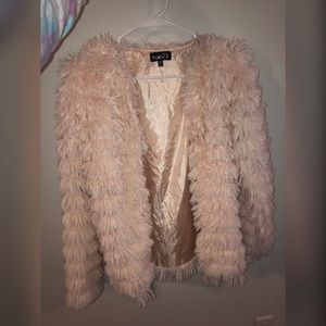 Light pink faux fur jacket